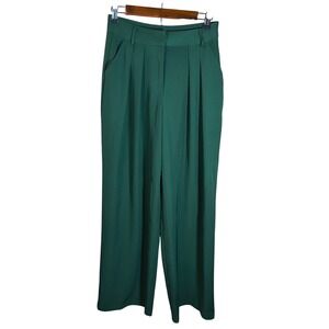 Nasty Gal Wide Leg Pants Size 4 Green High Waist Trousers Workwear Chic‎
